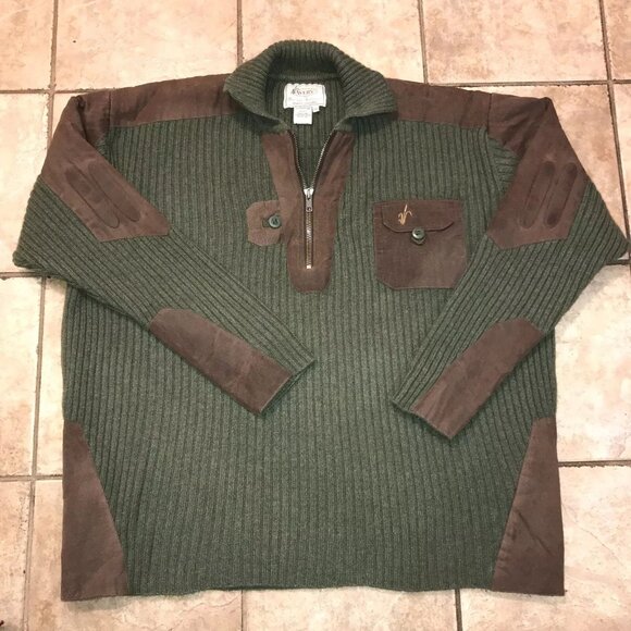 Men's Vintage Avery Heritage Cache River Oil Cloth 1/2 Zip Wool Sweater - Picture 4 of 16